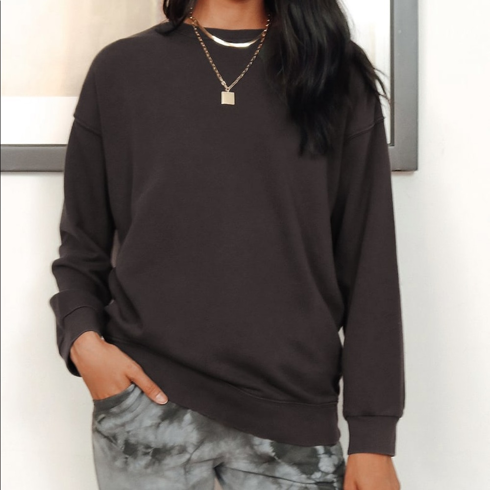 Lulus change it up washed black pullover sweatshirt